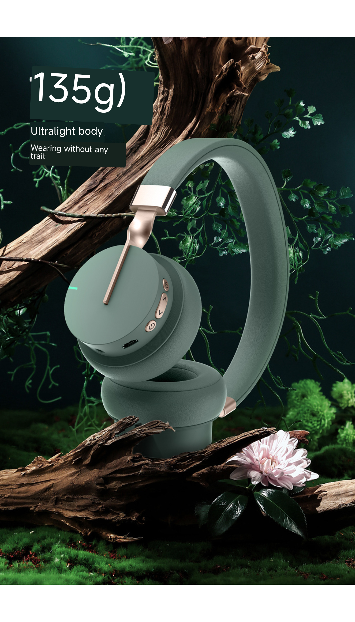 Stylish Mint Green Bluetooth Headphones, Lightweight, One - click Listening - My Store